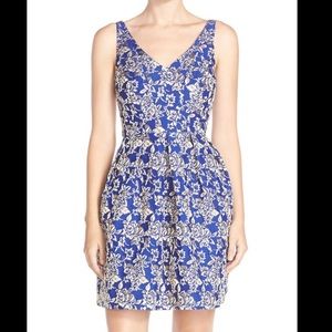 Kaya and Sloane blue and gold floral dress